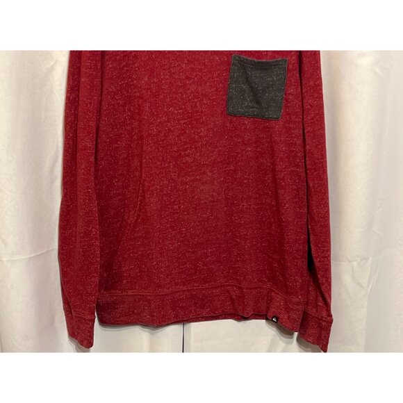 Quiksilver Mens Red Heathered Long-Sleeve Shirt With GrayChest Pocket Medium - Picture 5 of 9